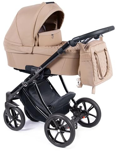 Coletto Kinderwagen-Set 2 in 1 Dante inkl. Sportsitz - 12 Teile - Sand-schwarzes Gestell