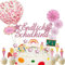25 Stück Schulanfang Tortendeko, Tortendeko Einschulung, Einschulung Deko Kuchen Papierfächer für Junge und Mädchen Schulanfang Party Dekoration (Rosa)