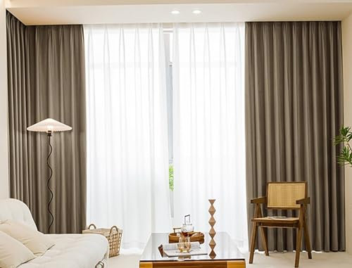 Mesnt Verdunkelungs-Vorhang Gardine, Volltonfarbe Thermoisolierte Ösen Verdunkelungsvorhänge für Wohnzimmer137 x 160 cm