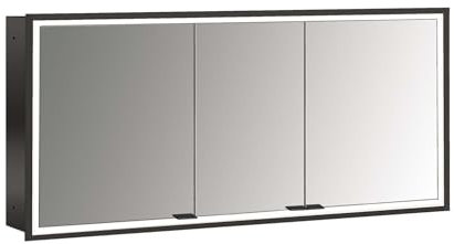 Emco Prime Facelift Lichtspiegelschrank, 1400 mm, 2 Türen, Unterputzmodell, 9497, Farbe: schwarz/Spiegel
