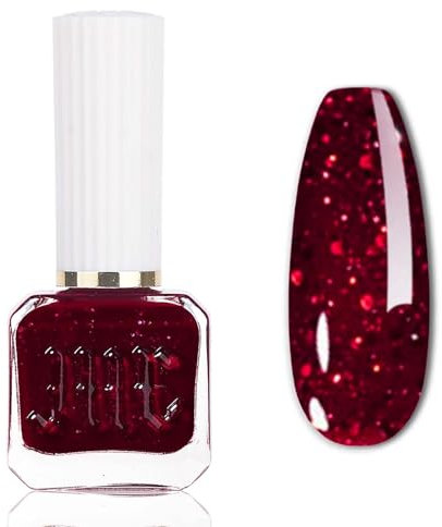 Glitter Nail Polish - Red Nail Polish - Dark Red Nail Varnish Air Dry High Glossy Shine - Shimmer Reflective Long Lasting Nail Art No Chip Fast Dry Nail Polish Gifts for Women