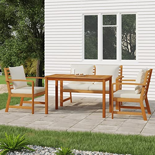 Buzaza 4-TLG. Garten-Essgruppe mit Kissen GartenmöBel Set Garden Furniture Gartenset Tisch Und StüHle Essgruppe Outdoor Massivholz Akazie - 3154978