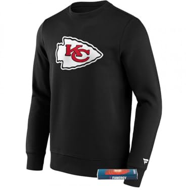 Kansas City Chiefs Sweatshirt Logo Pullover Herren NFL Fanartikel +Fanergy Traubenzucker (DE/NL/SE/PL, Alphanumerisch, L, Regular, Regular, Schwarz)