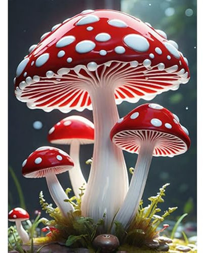 GHHKUD Diamond Painting für Erwachsene, Pilz 5D DIY Diamant Painting Bilder für Erwachsene Anfänger, Diamond Painting Set, Full Drill Diamant Malerei für Haus Dekoration 30x40 cm