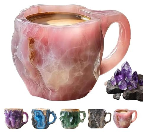 Mineral Crystal Coffee Mug,Multi-Colored Mineral Crystal Coffee Mug, Crystal Coffee Mug, Onyx Novelty Cute Mineral Coffee Mug for Coffee Tea Milk (Pink)