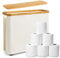 LUOJINYI Rangement Papier Toilette, Boîte de Rangement Salle de Bain en Bambou avec Couvercle, Corbeille Porte-Papier Toilette