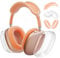 Molosleeve Silicone Case Cover for AirPods Max(2024/2020),Clear Soft TPU Ear Cups Cover,Ear Pad Cover,Headband Cover for AirPods Max(USB-C),Transparent Accessories for Apple AirPods Max,Clear Orange