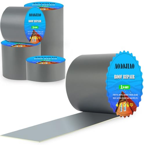 AOAOJIAO Dachrinnen Reparaturband Dichtband, Bitumenband Selbstklebend, Regenrinne Abdichten, DachReparaturband Microsealant, Wasserdichtes Klebeband Außen (5cm x 10m x 1 roll)