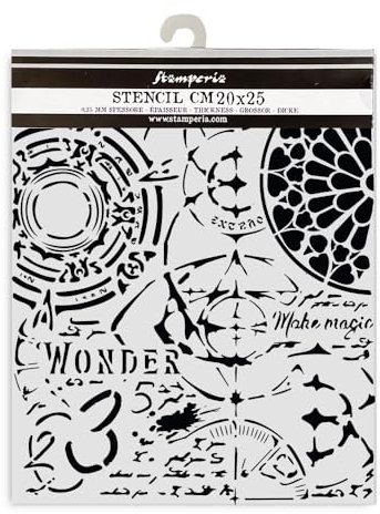 Stamperia - Thick Stencils for Scrapbooks, Albums, Cards, Bullet Journalling, and More, Flexible Material, Easy to Clean, Perfect for Hobbies, Crafts and Gifting (Master of Magic, Gothic Texture)