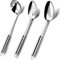 Pleafind - Cuchara para servir (acero inoxidable, 3 piezas, juego de utensilios de cocina, incluye 1 cuchara para servir, 1 espumadera y 1 cucharón sopa, cuchara grande para servir para el hogar