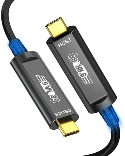 GeoHN.G Câble USB C vers USB C Fibre Optique 20M, 10Gbps Active Optical USB 3.2 Gen2 avec Puce Allemande SiliconLine, Longue Distance pour Machine Vision, Caméra 4K Logitech, VR/AR, Vidéoconférence