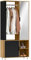 HOMCOM Schrank Schlafzimmer Garderobe Moderner Kleiderschrank Aufbewahrungsschrank mit Spiegel, offenen Fächern, Schrank und Aufhängestange, 80 x 30 x 170 cm, Naturholz