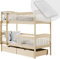 Hochbett Kinder, Etagenbett, Kinderbett | Inkl. 2 Matratzen, 2 Schubladen, sicher & funktional | Größen: 80x180, 90x190, 90x200 cm | 90x200 cm von von 4. bis 18. Lebensjahr | Natur