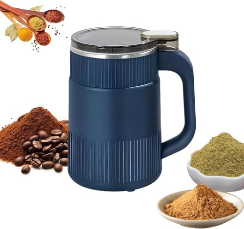 YOPOTIKA Molinillo de café eléctrico, molinillo de granos de café eléctrico con 1 cuchilla intercambiable, cuchara, cepillo, multiusos, molinillo eléctrico para granos de café, hierbas, nueces, granos