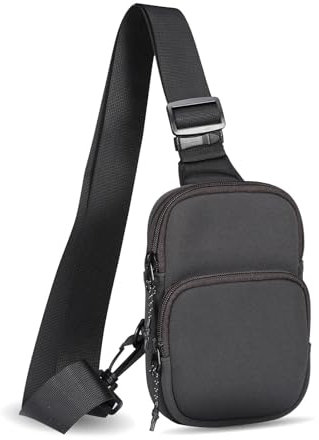 HurrayB Handyholster Neopren-Sling-Umhängetaschen mit Schultergurt, leichte Brusttasche, kompatibel mit Reisen, Sport, Laufen, Wandern Schutzhülle(Grey)