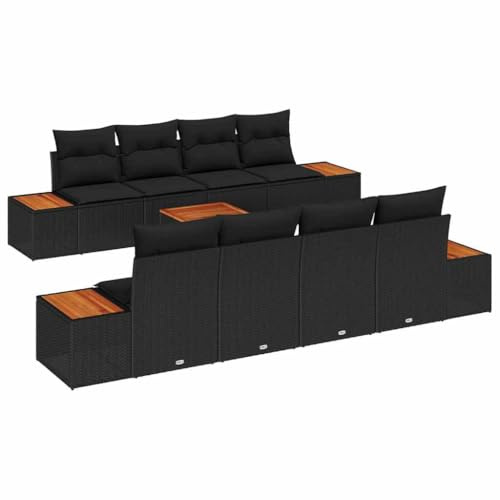 vidaXL Garten-Sofa-Set 9 STK. Schwarz Poly Rattan
