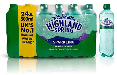 HIighland Spring Sparkling Water - 24 x 500ml Bottles | Pure and Refreshing Hydration - Perfect for On-the-Go - Naturally Balanced pH | Perfect for Home, Office, and Gym | Crisp and Clean Taste