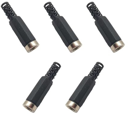 MHADBKH Pack of 5Pcs DC5.5x2.5mm Female Power Socket DC5525 Assembled Coupler Assembled Type Plugs for Repairment Black