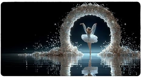 Gaming Mauspad XXL 600 x 300 mm Ballett Träume Groß Mousepad mit Genähten Kanten rutschfest Leise Langlebig Tischunterlage Large Size Verbessert Präzision und Geschwindigkei für Gaming C-17