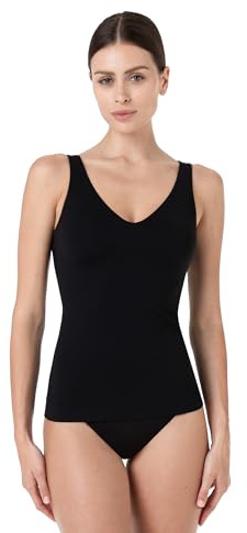 Lovable Canottiera con Reggiseno Integrato Senza Ferretto | Canotta in Microfibra Senza Cuciture per Un Supporto Invisibile | Invisible Fusion Donna, Nero, XL