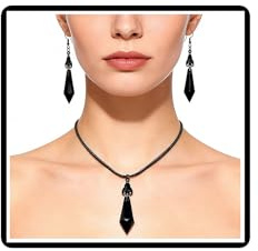 Faruodis Kristall Vampir Leder Halskette Ohrringe Sets Gothic Fledermaus Wachs Seil Choker Halskette Kette Kette Schmuck Sets für Damen Frauen