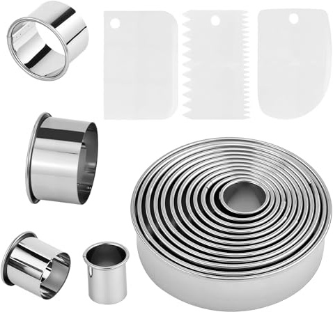 12PCS Emporte Piece Rond Cercle Patisserie Emporte pièces Cuisine pour Biscuits Pâtes à Sucre Gâteaux Cookie Cutter