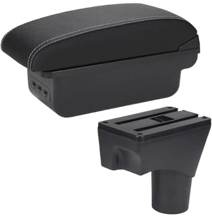 Vano portaoggetti nella Console Centrale per Nissan March Micra K13 2010-2022,bracciolo Auto,Accessori(B3 Nero Bianco 3USB)