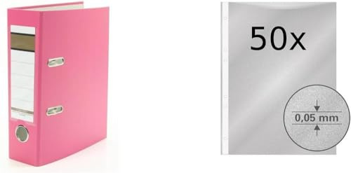 Ordner / DIN A5 / 75mm / Farbe: pink + 50 Prospekthüllen