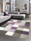 CARPETIA Moderner Teppich Kurzflor Teppich Karo Pastell lila beige Creme braun Größe 200 x 290 cm