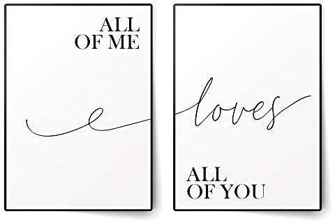 BLCKART Premium Poster Set All of Me Loves All of You | Stilvolle Poster Wohnzimmer Deko | ohne Rahmen (Love Duo, A3)
