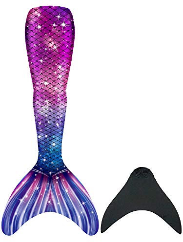 shepretty Damen Mädchen Meerjungfrauenschwanz zum Schwimmen mit Monoflosse, R8HEI, S