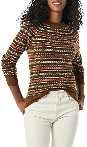 Amazon Essentials Damen Soft-Touch-Pullover mit Rundhalsausschnitt und Fair-Isle-Muster