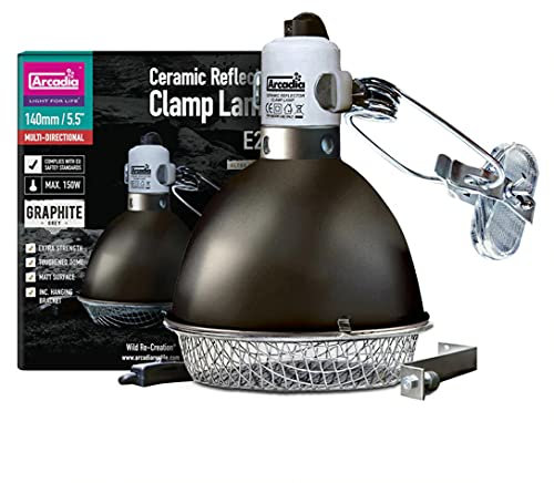 Arcadia Graphite Ceramic Reflector Clamp Lamp with Ceramic Holder, Small 140mm / 5.5