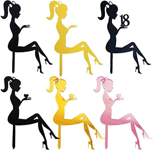 Daimay 12 Stück Topper Torten High Heel Cupcake Topper Dame Silhouette Acryl Kuchendekoration Kuchen Aufsatz Topper Tortenstecker Deko für Hochzeit Engagement Hochzeitsfeier Geburtstagsfeier