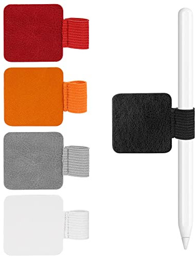 VOCIBO® Stiftschlaufe Selbstklebend, 5 Stück Farbe Stiftschlaufe, Pen Holder für Tagebuch, Pencil Halter Hülle, und Mehr Selbstklebend PU Leder Stiftschlaufe mit Gummiband Eingabestift Klappe Zubehör