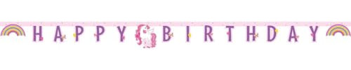 Procos - Geburtstagsbanner Happy Birthday Unicorn Rainbow Colors Party aus FSC-Papier, PR93764