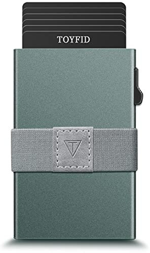 TOYFID Pop-Up-Geldbörse für Herren, Kreditkartenhalter, automatisch, flach, minimalistisch, Business-Geldbörse mit elastischem Band, RFID-blockierend, Metallgehäuse, Mehrfarbig