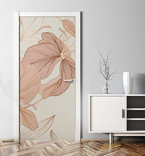 MyMaxxi - Tür bekleben mit Türtapete Türposter Türfolie Selbstklebend 90x200 blühende seichte Blumen - Tür verschönern Türaufkleber Türklebefolie Blüte Pflanze weiß rosa