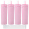 Volhoply 600ml Vasos de Plástico 4 Pack,20 oz Vaso de Doble Pared con Tapa y Pajita,Taza de Café Helado de Viaje Reutilizable,Tumbler de Agua de Acrílico Mate Sin BPA para Fiestas,Regalos (Rosa,4 Set)