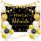 JOYMEMO Partydekorationen für den Ruhestand, Vive La Retraite Banner und Satin-Schärpe, schwarz-gold, Hintergrund für Männer und Frauen, Happy Retirement Supplies