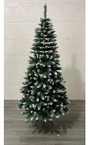 Albero di Natale artificiale con supporto di ferro da 180 cm, albero artificiale per decorazione di Natale, rami all'uncinetto, PVC, base metallica, ignifugo con 600 punte di ramo