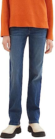 TOM TAILOR Damen 1038342 Alexa Straight Jeans mit Bügelfalte, 10152-mid Stone Bright Blue Denim, 29/30