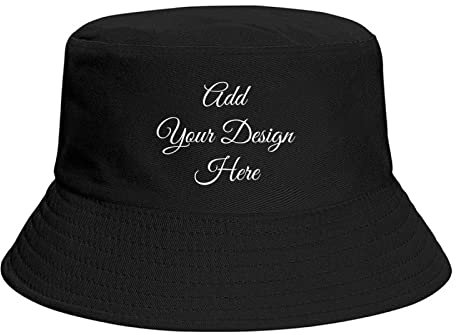 Maßgeschneiderte Angelhüte, fügen Sie Ihr Design hinzu, Bucket Hat Wärmetransfer gedruckt schwarz, Schwarz , One size