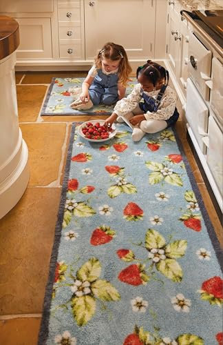 HUG RUG Läufer Erdbeeren-Design, sehr saugfähig, 65 x 150 cm
