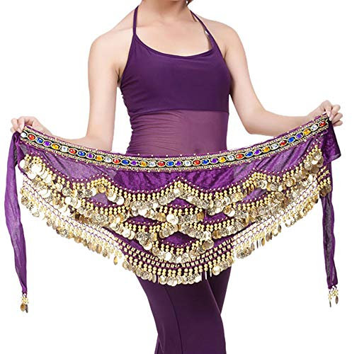 Bauchtanz Gürtel Damen Bauchtanz Chiffon Hüfttuch Münztuch Bauchtanz Latein Kostüm Tanzrock für Mädchen Frauen Karneval Festival Kostüm Pailletten Hüftschal
