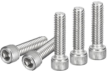 DTGN 1/4-20X1 (Dxh) Vis À Tête Cylindrique À Six Pans Creux - Lot De 25 - Idéal Pour Les Fixations De Meubles - Filetage Complet - Vis À Tête Ronde En Acier Inoxydable 304, Argent