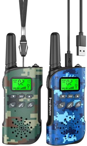 Inspireyes Walkie Talkie Kinder Aufladbar, 48 Stunden Arbeitszeit, 8 Kanäle 2-Wege-Radio, Geschenke für Jungen Mädchen, Outdoor Wandern Camping, 3-12 Jahre altes Spielzeug