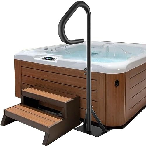 VEVOR Pasamanos Lateral para Spa 54,2x37x144,7 cm Pasamanos de Jacuzzi Giratorio de 360° Altura Ajustable 89-144,7 cm Carga 272 kg Base de Montaje Deslizante de Aluminio Antioxidante para Bañera