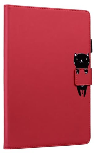 FMPCUON Funda Carcasa Compatible con Amazon Fire HD 10 (2017) Funda de Cuero para tabletas Magnetismo, Ultra Slim PU Protectora volcado Carcasa con Función de Soporte, Rojo