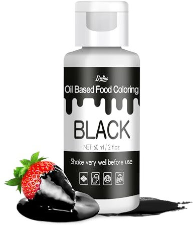 Fettlösliche Lebensmittelfarbe - 60ml Ölbasis Lebensmittelfarben für Schokolade, Süssigkeit, Kuchen, Backen, Macaron - Konzentrierte Food Coloring für Tortendeko, Buttercream, Fondant (Schwarz)